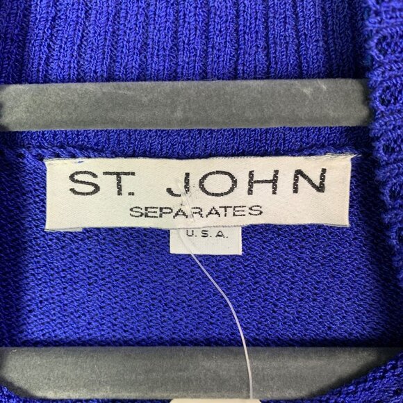 NWT Vintage St. John Separates $399 Striped Sweater Chest Logo padded shoulder - Picture 7 of 10